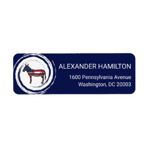 Patriotic Red White Blue Donkey Return Address Label