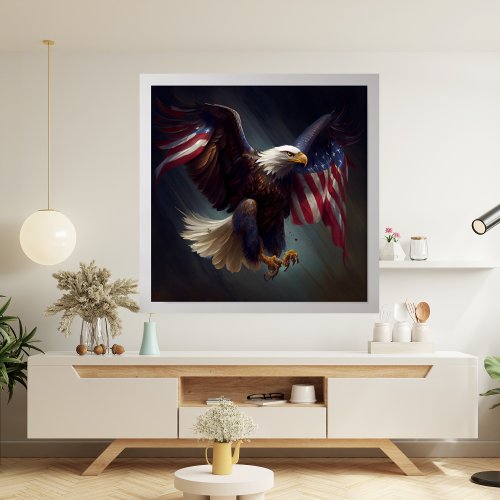 Patriotic Red White Blue Eagle 4th of July Fun Art Poster