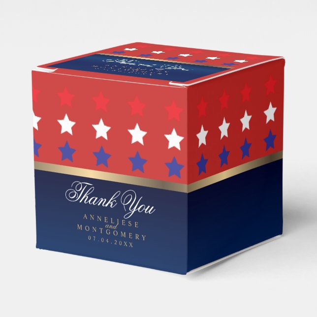 Patriotic - Red, White & Blue  Favor Boxes (Front Side)