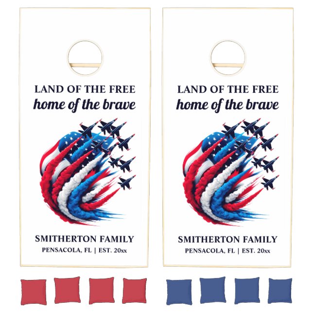 Patriotic Red White Blue Fighter Jets  Cornhole Set (Set)