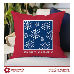 Patriotic Red White Blue Fireworks Customizable Throw Pillow