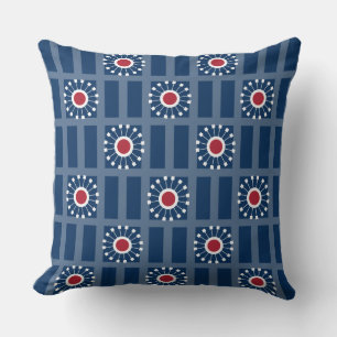 Patriotic Red White Blue Fireworks Pattern Throw Pillow