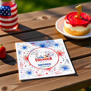 Patriotic Red White Blue First Birthday Napkins