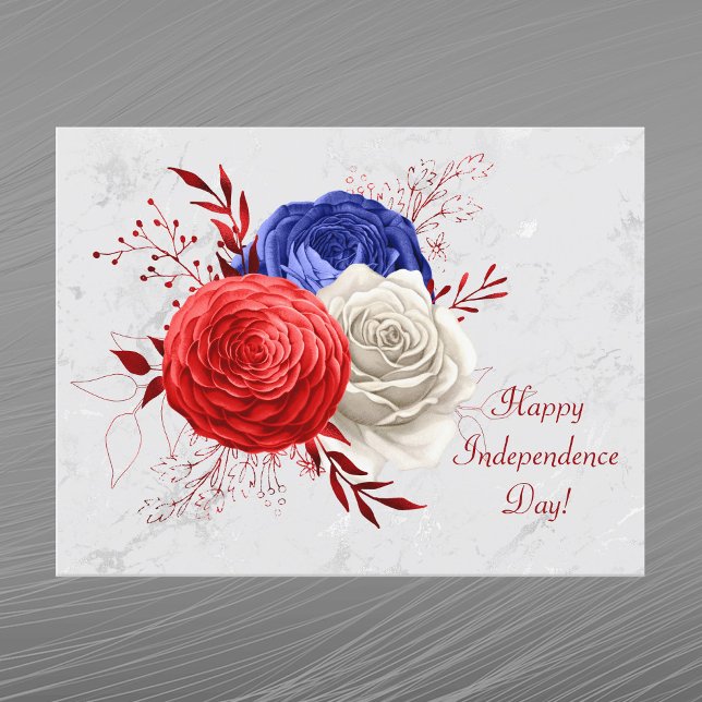 Patriotic Red White Blue Floral Bouquet Holiday Postcard (Creator Uploaded)