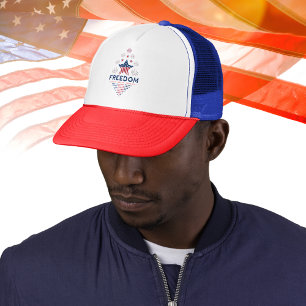 Patriotic Red White Blue Freedom USA Flag Star Trucker Hat