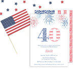 Patriotic Red White Blue Fun 40th Birthday Party Invitation<br><div class="desc">Join us for a spectacular 40th birthday celebration! This fun invitation features a patriotic red, white, and blue theme with the number 40 taking center stage. Firework bursts in red and blue add a festive touch to this milestone event. Perfect for a memorable and spirited celebration! A modern summer-inspired birthday...</div>