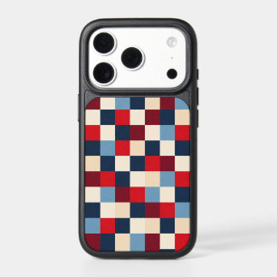 Patriotic Red White Blue Geometric Checkerboard Ot iPhone 17 Pro Case