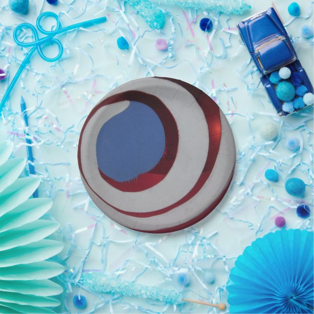 Patriotic Red White Blue Glass Christmas Ball Paper Plates (Party)