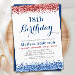 Patriotic Red White Blue Glitter Birthday Party  Invitation<br><div class="desc">Celebrate in style with our patriotic birthday party invitations! These modern and elegant invitations feature a chic red, white, and blue color scheme with glitter accents for a touch of glamour. The American flag theme and military motifs add a touch of patriotism, while the girly design makes them perfect for...</div>