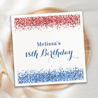 Patriotic Red White Blue Glitter Birthday Party 