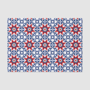 Patriotic Red White Blue Graphic Pattern Tissue Paper