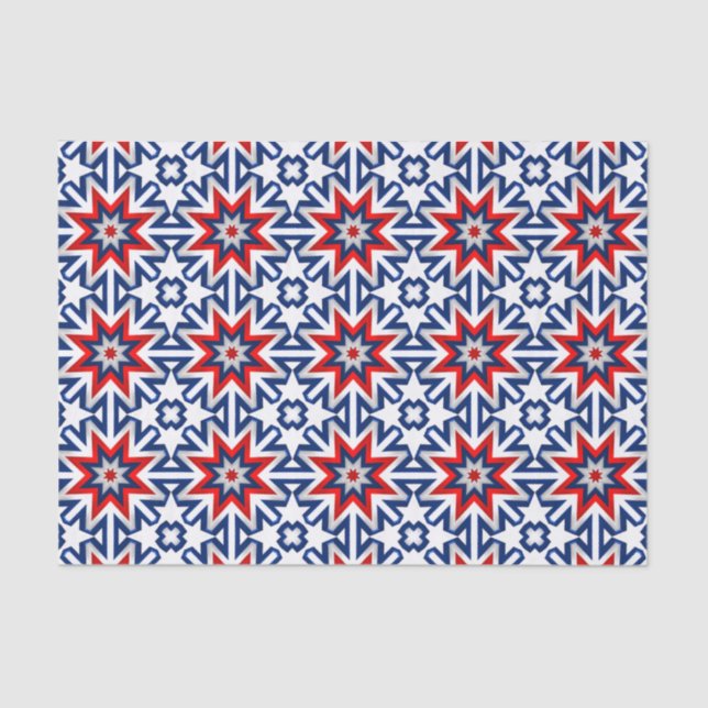Patriotic Red White Blue Graphic Pattern Tissue Paper (Front)