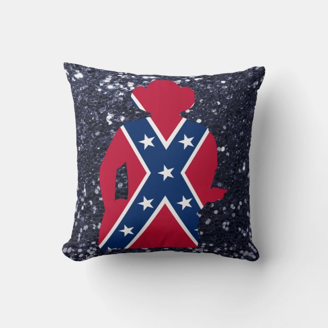 Patriotic Red White & Blue Guitarist Throw Pillow (Front)