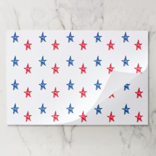 Patriotic red white blue hand drawn stars placemat