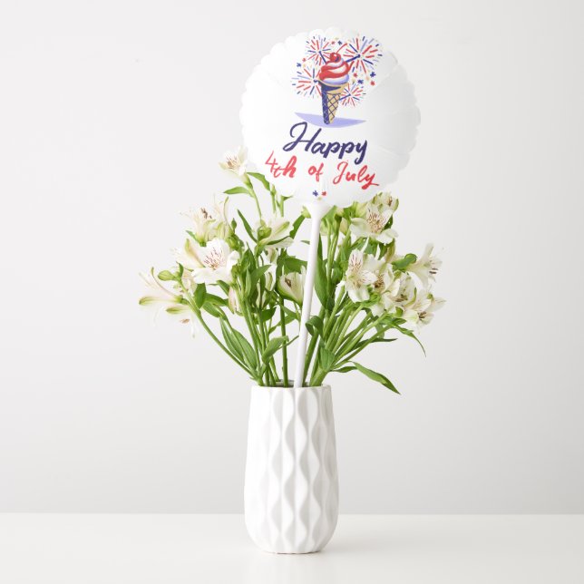 Patriotic Red White Blue Ice Cream Cone 4th July Balloon (Vase)