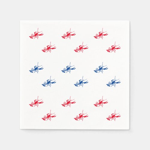 Patriotic red white blue lobster pattern cute fun napkins