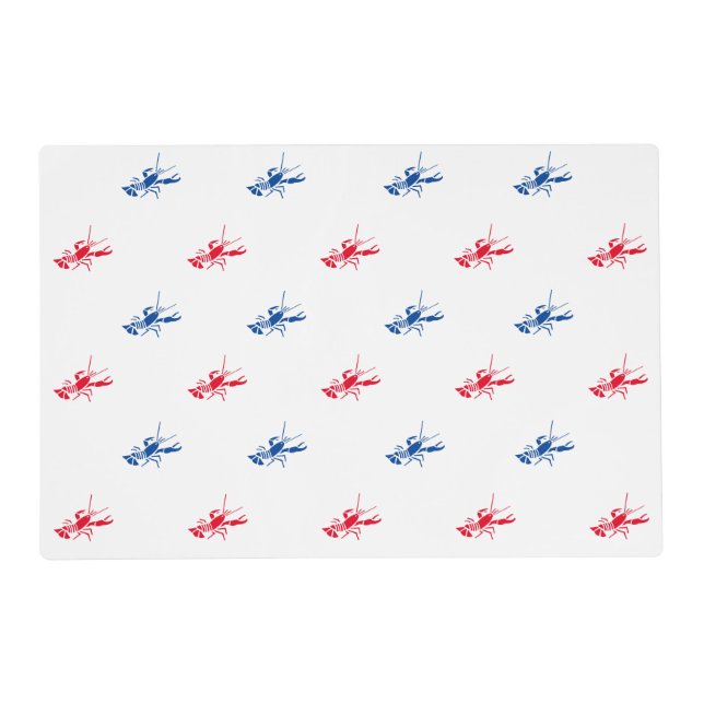 Patriotic red white & blue lobster pattern holiday placemat (Front)