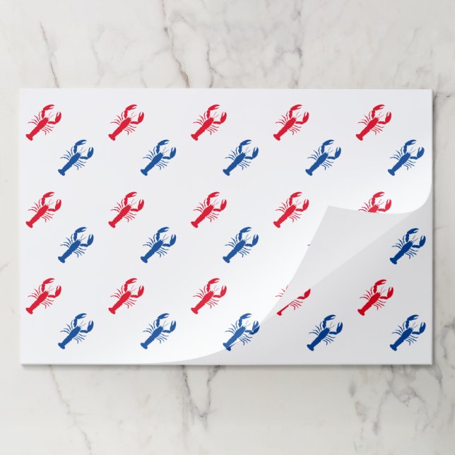 Patriotic red white blue lobster pattern placemats (Folded)