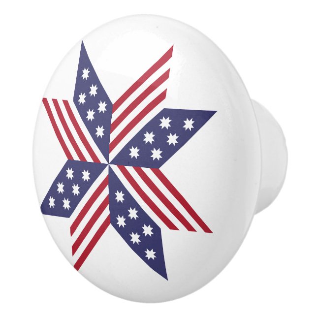 Patriotic Red White Blue Native Stars Stripes Ceramic Knob (Right)