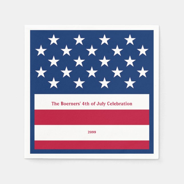 Patriotic Red White & Blue Old Glory Cocktail Napkins (Front)