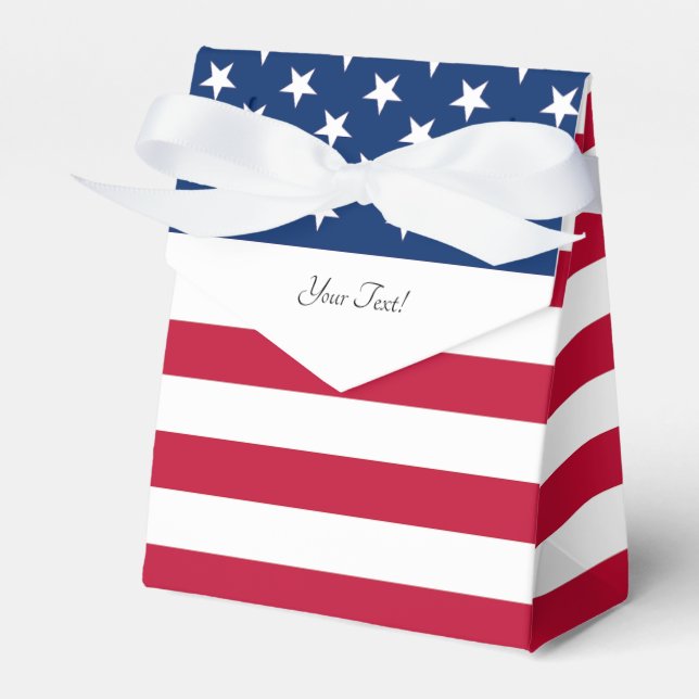 Patriotic Red White & Blue Old Glory Favor Boxes (Front Side)