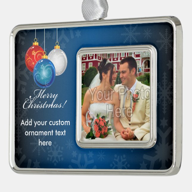 Patriotic Red White Blue Ornaments Merry Christmas (Left)