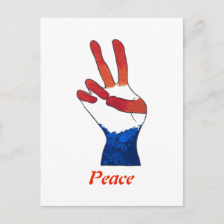 Patriotic Red White Blue Peace Sign Hand Postcards
