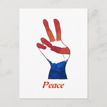 Patriotic Red White Blue Peace Sign Hand Postcards by Cherylsart at Zazzle