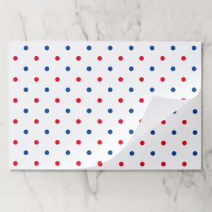 Patriotic red white blue polka dot paper placemats