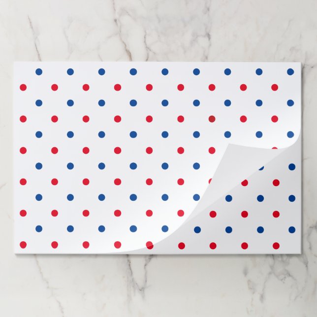 Patriotic red white blue polka dot paper placemats (Folded)