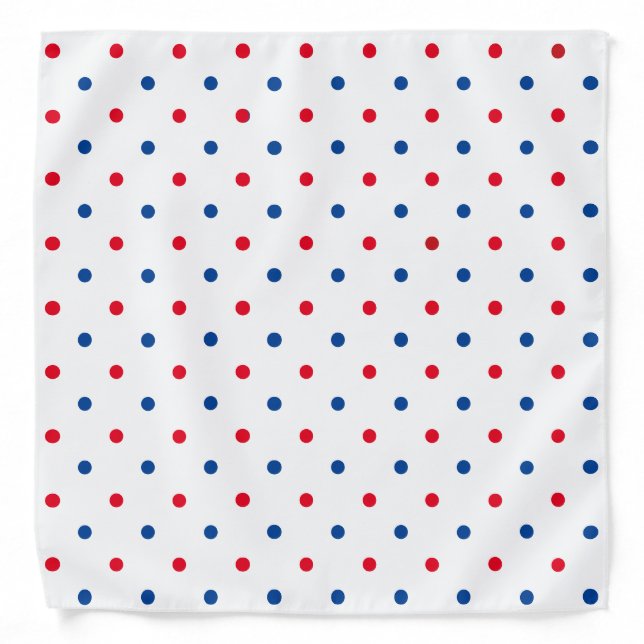Patriotic red white blue polka dot pattern holiday bandana (Front)