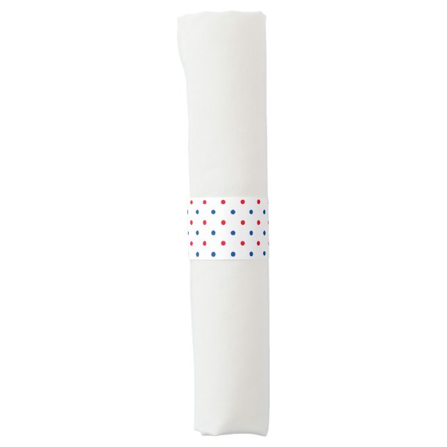 Patriotic red white blue polka dot pattern holiday napkin bands (Front)