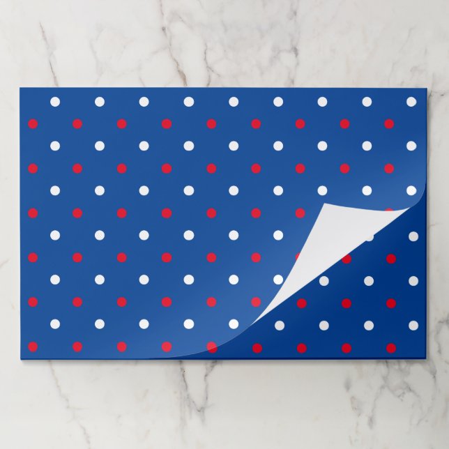 Patriotic red white blue polka dots paper placemat (Folded)