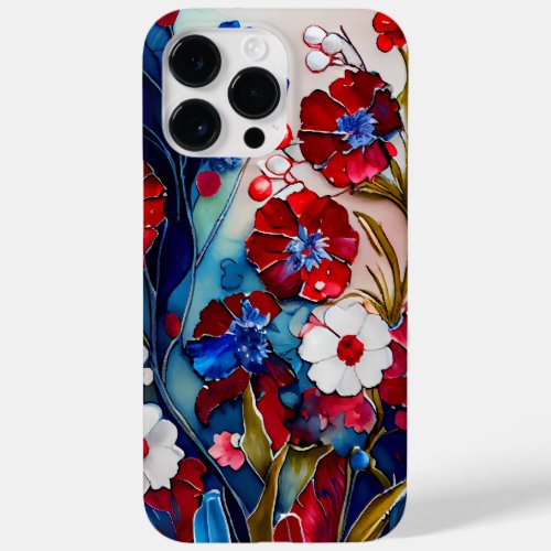 PATRIOTIC RED WHITE BLUE POPPY FLOWERS Case_Mate iPhone 14 PRO MAX CASE