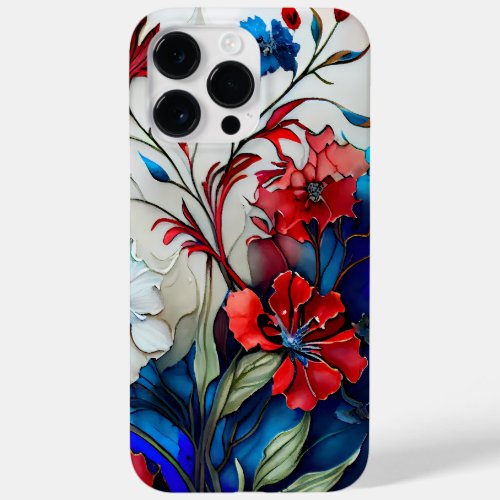 PATRIOTIC RED WHITE BLUE POPPY FLOWERS Case_Mate iPhone 14 PRO MAX CASE