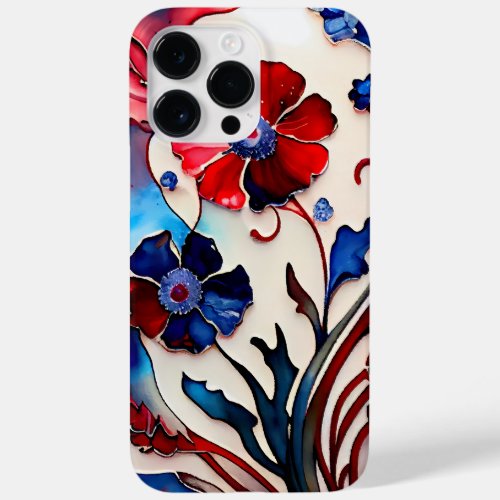 PATRIOTIC RED WHITE BLUE POPPY FLOWERS Case_Mate iPhone 14 PRO MAX CASE