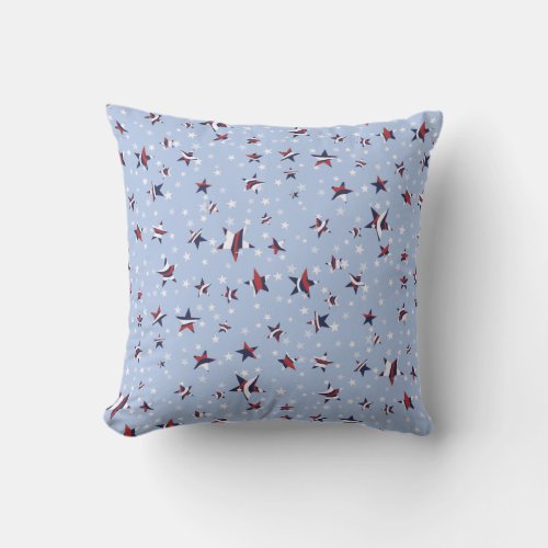 Patriotic Red White Blue Spangled Banner Stars Outdoor Pillow