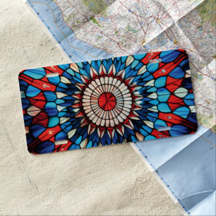 PATRIOTIC RED WHITE BLUE STAINED GLASS LOOK LICENSE PLATE