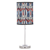 PATRIOTIC RED WHITE BLUE STAINED GLASS LOOK PATTER TABLE LAMP (Back)