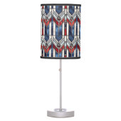 PATRIOTIC RED WHITE BLUE STAINED GLASS LOOK PATTER TABLE LAMP (Front)