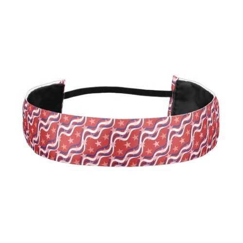 Patriotic Red White Blue Star Spangled Banner Red Athletic Headband