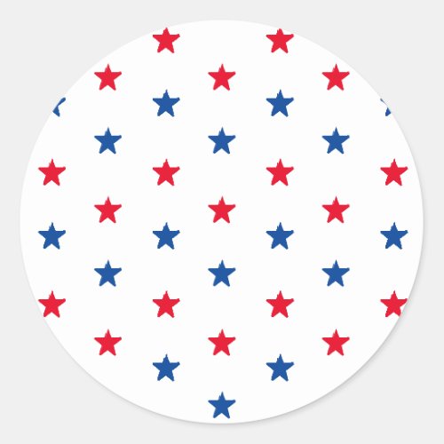 Patriotic red white blue stars American holiday Classic Round Sticker