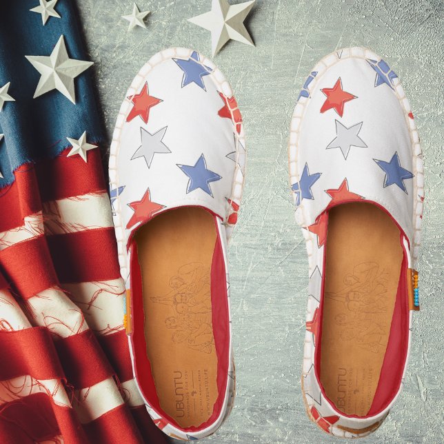 Patriotic Red White Blue Stars Americana Summer Espadrilles (Creator Uploaded)