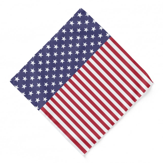 Patriotic Red White Blue Stars And Stripes Flag Bandana (Front)