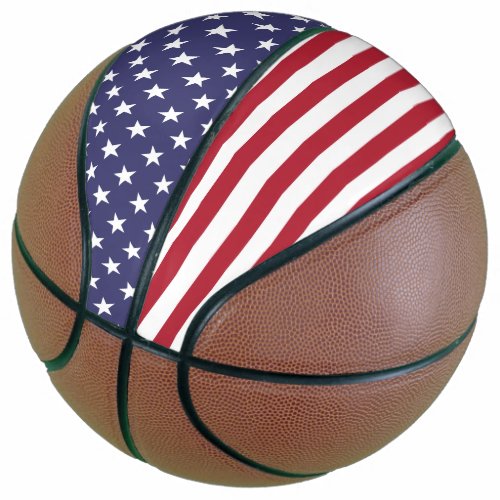 Patriotic Red White Blue Stars And Stripes Flag Basketball