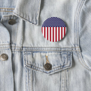 Patriotic Red White Blue Stars And Stripes Flag Button
