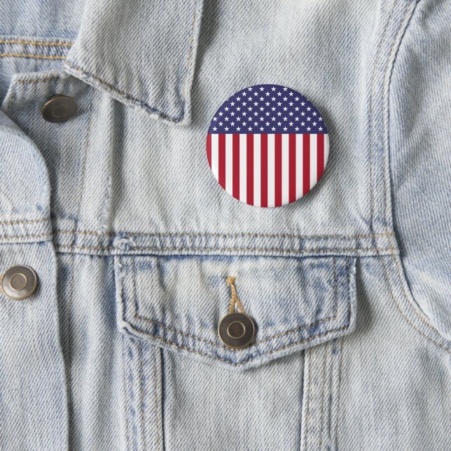 Patriotic Red White Blue Stars And Stripes Flag Button (In Situ)