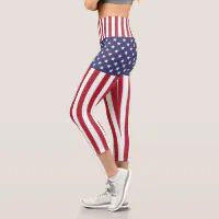 Stars and Stripes Capri Pants Capris for Women With Patriotic