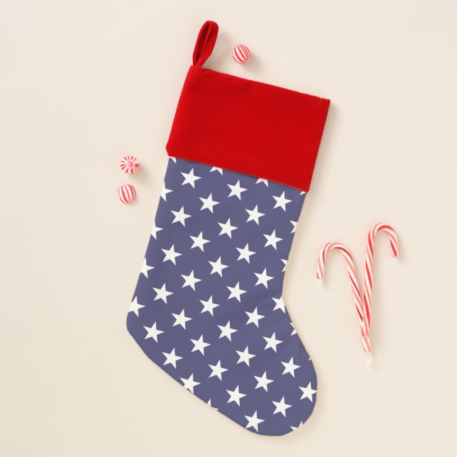 Patriotic Red White Blue Stars And Stripes Flag Christmas Stocking (Front)