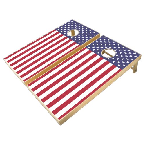 Patriotic Red White Blue Stars And Stripes Flag Cornhole Set